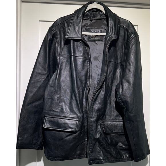 Men's Vintage Oakwood Classic Genuine Black Leather Heavy Jacket Size XXL - Picture 1 of 10